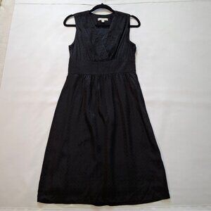 Vintage Josef  Elegant Black Wrap Top Rayon Satin Jacquard Gathered Dress Size6